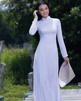 Áo dài học sinh vải trắng xanh