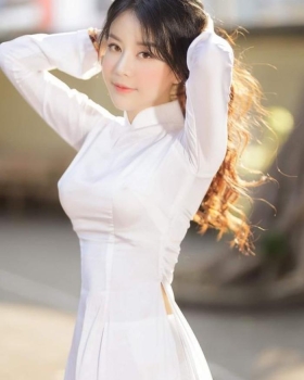 Áo dài học sinh vải trắng bóng