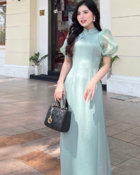 Áo dài lụa tây thi tay bồng